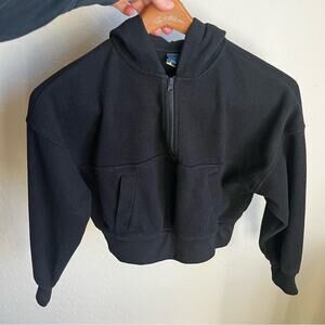 Old Navy Go Warm black athleisure cropped sweatshirt quarter zip kids girls M 8